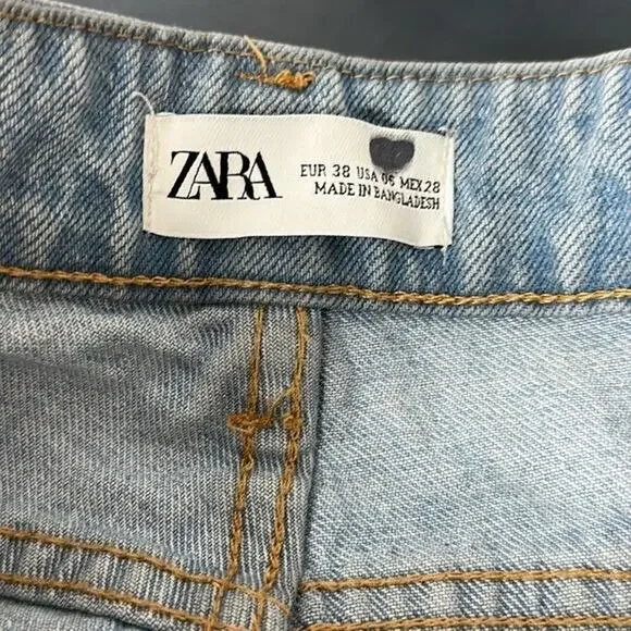 Zara Jeans Womens 6 Blue High Rise Mom‎ Preppy Retro 90s Y2k Light Wash - Picture 7 of 11
